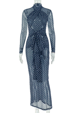 Long Sleeve Midi Dress with Pattern