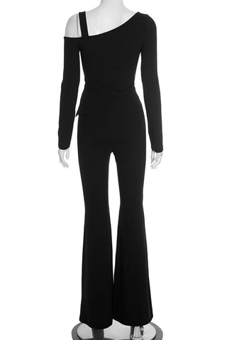 Asymmetrical Neckline Pants Set