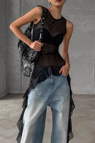 Sheer Layered Sleeveless Blouse