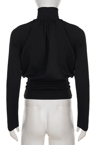 Elegant High-Neck Long Sleeve Top