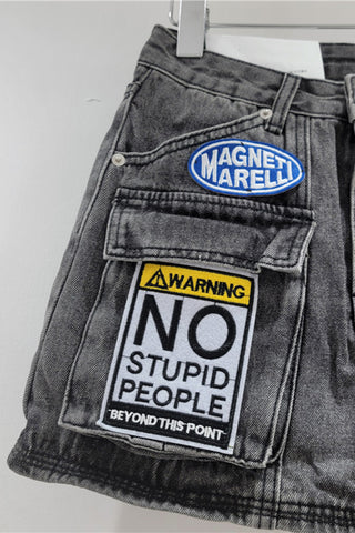 Patch Denim Mini Skirt