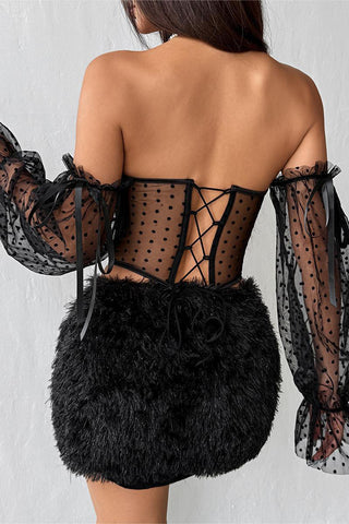 Off-Shoulder Sheer Bustier Top