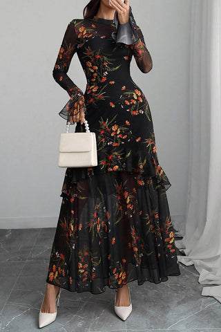 Floral Ruffle Tiered Casual Dress