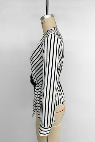 Striped Wrap-Front Blouse