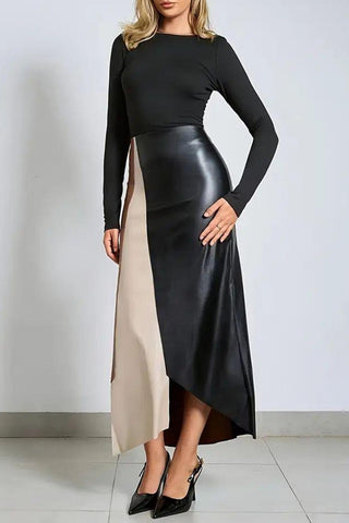 Colorblock Asymmetrical Skirt