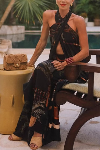 Tropical Halter Pants Set