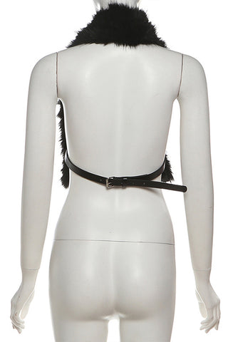 Faux Fur Buckled Shoulder Wrap