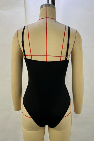 Stylish Cutout Black Bodysuit