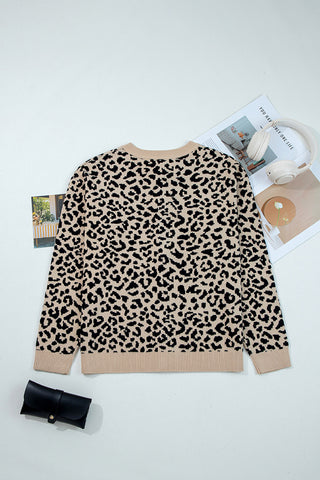 Button-Up Leopard Print Cardigan