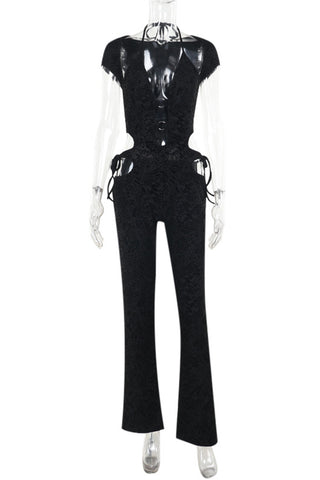 Lace-Up Cutout Jumpsuit