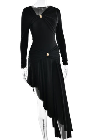 Asymmetric Draped Casual Dress