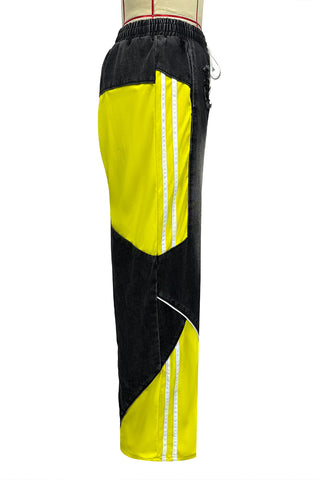 Colorblock Wide-Leg Denim Pants