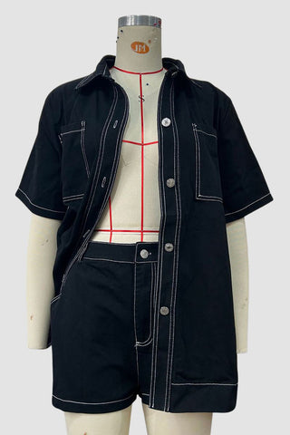 Button-Front Short Set