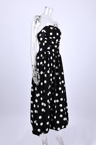 Strapless Polka Dot Midi Dress