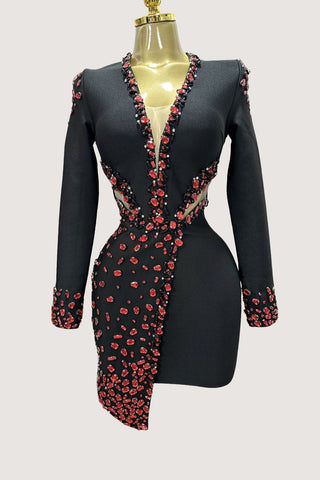 Beaded Cutout Evening Dress