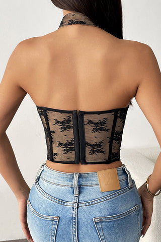 Lace Halter Neck Bustier Top