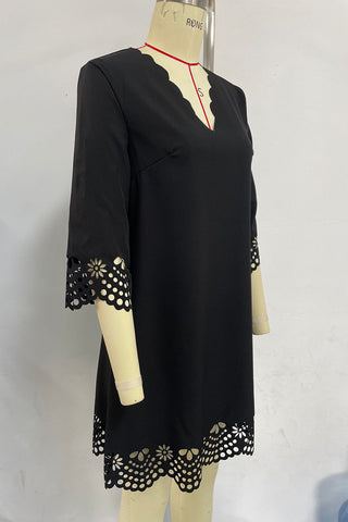 Scalloped Lace Casual Dress