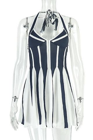 Halter Striped Casual Dress