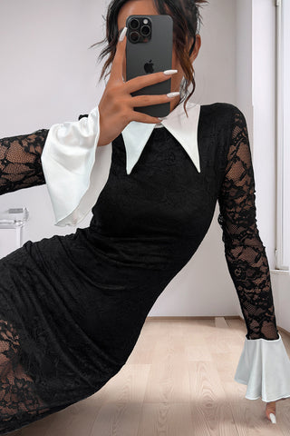 Lace Contrast Casual Dress