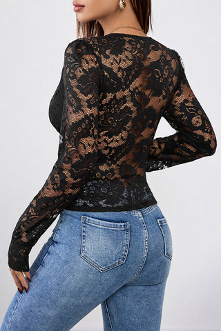 Elegant Lace V-Neck Blouse