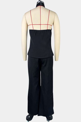 Halter Buttoned Pants Set