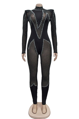 Sparkling Mesh Detail Jumpsuit