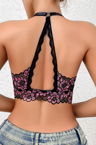 Floral Lace Halter Crop Top