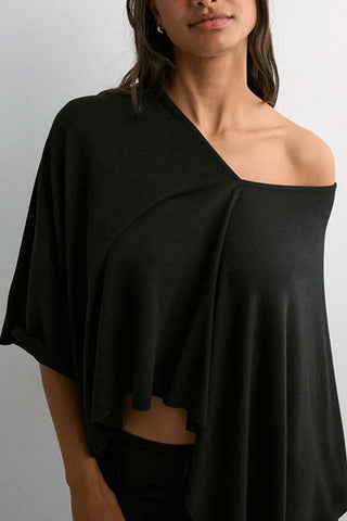 Flowing V-Neck Poncho Blouse