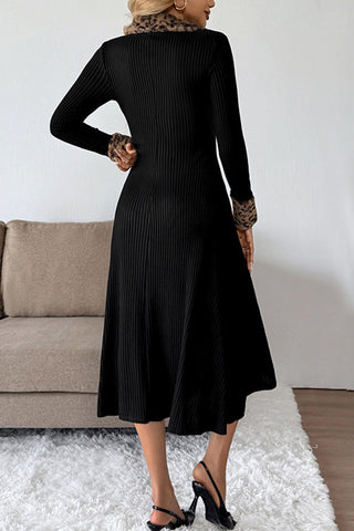V-Neck Ribbed Casual Dress