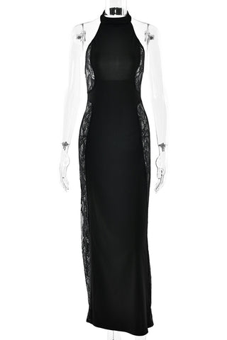 Elegant Halter Lace Maxi Dress
