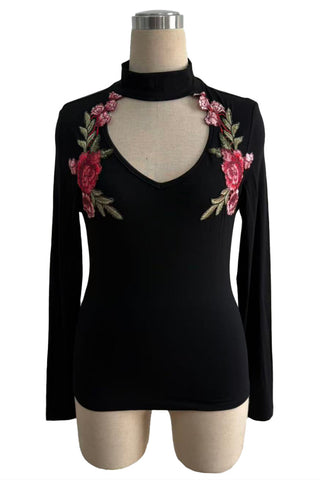 Floral High-Neck T-Shirt