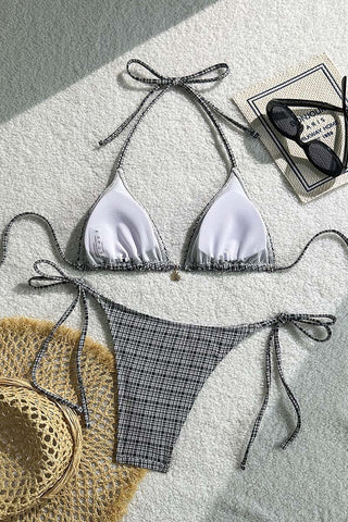 Stylish Plaid Bikini Set