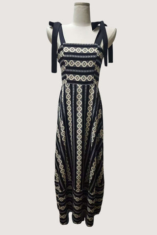 Striped Tie-Shoulder Casual Dress