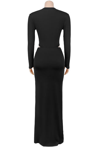Elegant Long-Sleeve Cutout Dress