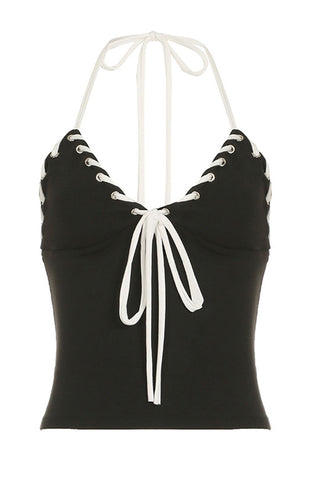 Lace-Up Crop Top and Leggings Set