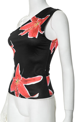 Asymmetrical Floral Print Camisole