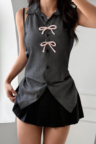 Chic Bow-Detail Sleeveless Blouse