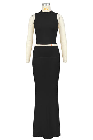 Sleeveless Crop Top and Maxi Skirt Set