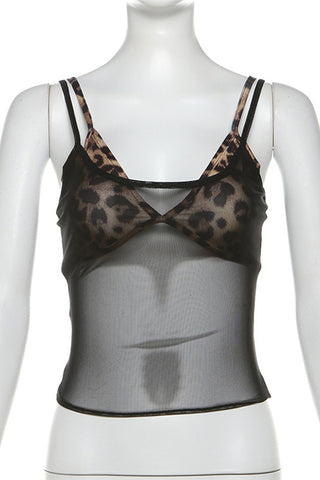 Leopard Print Mesh Tank Top