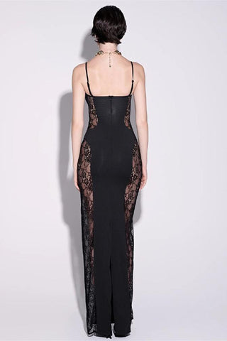 Elegant Lace Panel Evening Dress