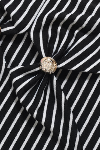 Striped Buttoned Bandeau and Skirt Set