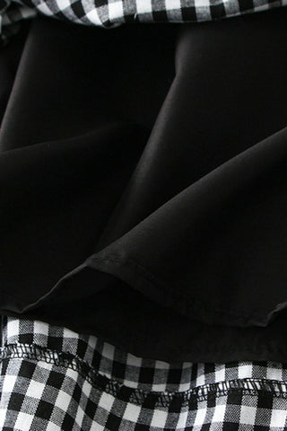 Gingham Elastic Waist Casual Skirt