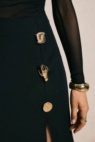Elegant Button-Detail Midi Skirt