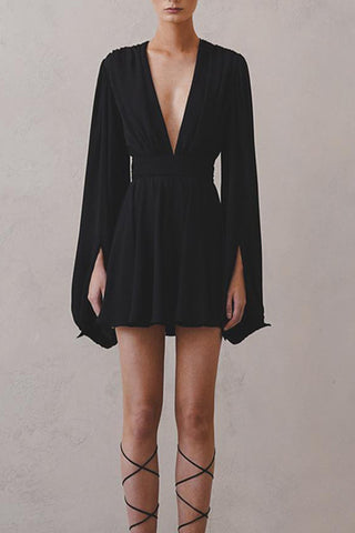 V-Neck Flowing Casual Dress