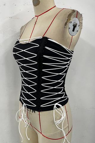 Lace-Up Corset Tank Top