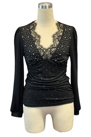 Lace-Trim V-Neck T-Shirt