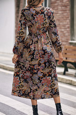 Paisley Print Casual Midi Dress