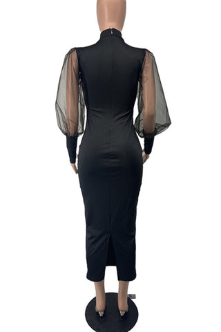 Elegant Puff Sleeve Casual Dress