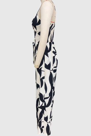 Leaf Print Strappy Jumpsuit