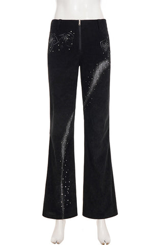 Patterned Flare Denim Pants